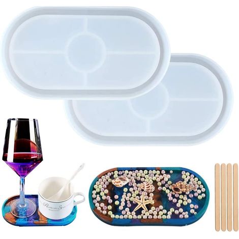 Résine Moules 2 Pièces Moule en silicone moules en résine époxy Moules De Coulée Bricolage Créative pour Créer sous-Verres en Agate d'art- Pour moulage en résine (1/5)