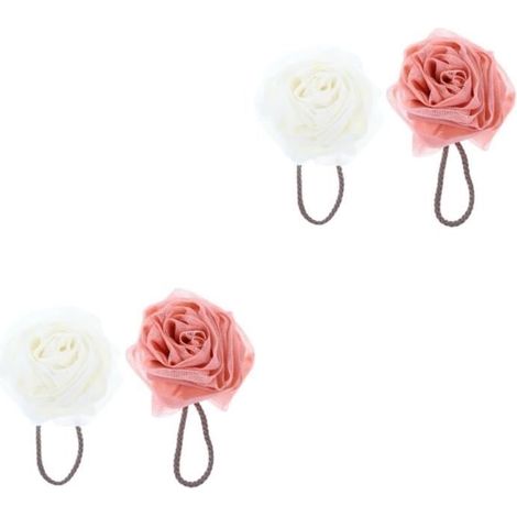 Éponge de bain - Fleur de Bain - 4 pièces - Rose - Maille - Luffa (1/4)