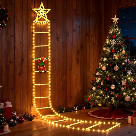 Noel Guirlande Lumineuse Échelle,150 cm, 6 Échelles LED Étoile Blanc, 8 Modes, USB avec Télécommande, pour Décoration Noel Extérieur et Intérieur, Blanc Chaud, Boîte Cadeau (1/5)