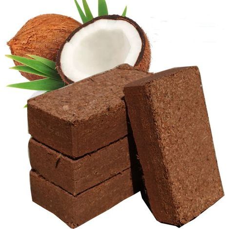Terreau universel en brique de fibre de coco — Substrat de coque de coco dessalé à granulométrie grossière pour fleurs, légumes et plantes succulentes (Grand bloc)