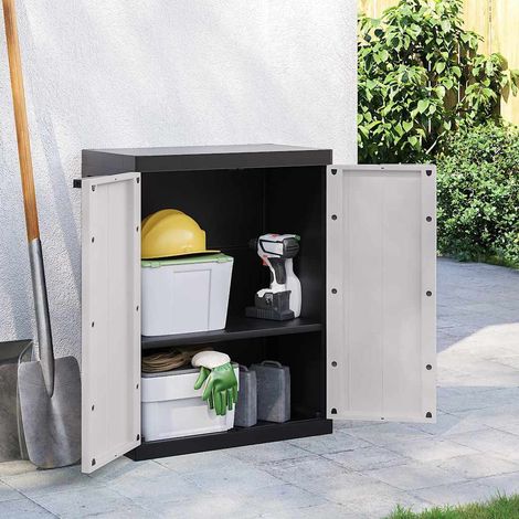 Gartenschrank Grau und Schwarz 65x37x85 cm PP