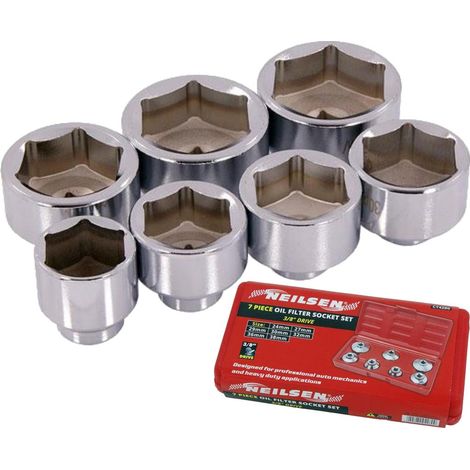 Neilsen 6pc Cap Type Oil Filter Wrench Set Automotive Removal Socket Tool Kit