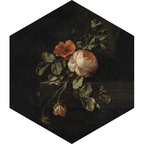 sticker mural nature morte de fleurs rouge foncé et noir  - ESTAhome (1/5)
