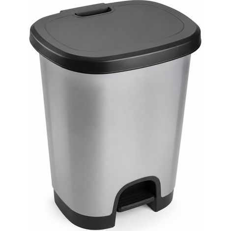 Cubo basura plastico apertura pedal moderno 27 Litros Gris (1/5)