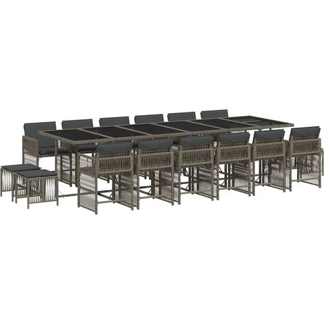 Maison Exclusive - Set da Pranzo da Giardino 17pz con Cuscini Grigio in Polyrattan