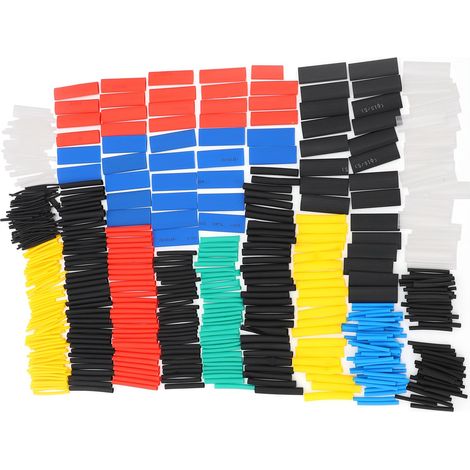 Lot de 580 gaines thermorétractables en nylon isolant, imperméables et colorées