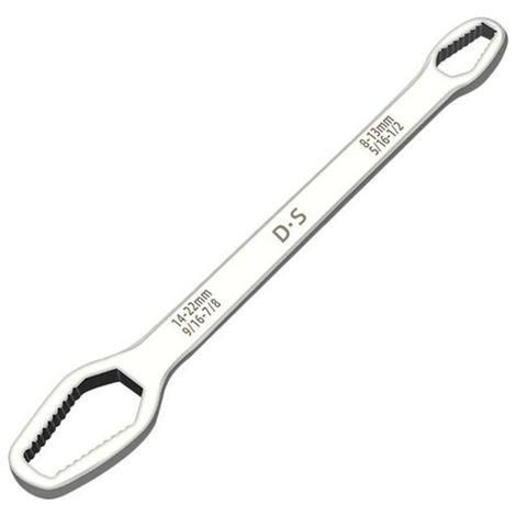 Chiave a cricchetto universale 8-22 mm, set di chiavi a doppia estremità per viti e dadi, attrezzo manuale per riparazioni auto e moto, 1 pezzo (argento) (1/5)