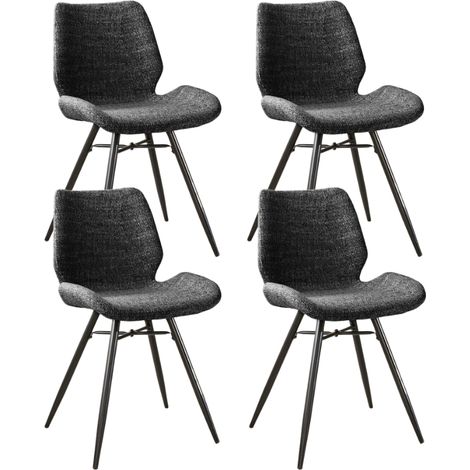 Set mit 4 Esszimmerstühlen Beau Anthrazit aus Chenille-Stoff –