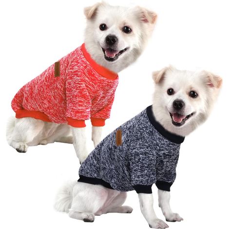 2 Pulls Chien Polaire Coton Stretch Doux Chaud Pour Petit Chien Hiver