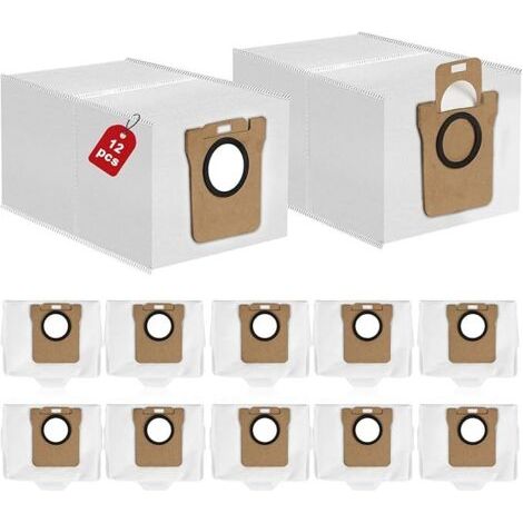 Ensemble de 12 sacs à poussière compatibles avec les aspirateurs robots Xiaomi X10+ / Xiaomi X20+ / Dreame L10s Ultra / Dreame L10 Ultra / L20 Ultra, sacs d'aspirateur grande capacité de 2,5 L, pièces