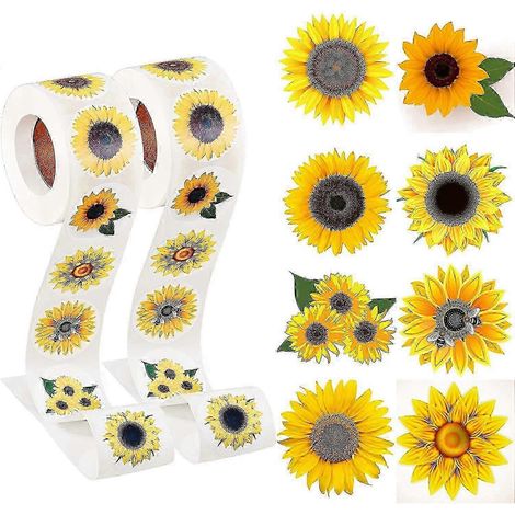Lot de 1000 autocollants tournesol, étiquettes d'été avec 8 motifs différents, autocollants adhésifs tournesol pour cadeaux de remerciement. (1/5)