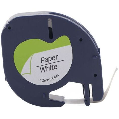 12mm x DYMO LETRATAG Label Tape Black on White 4m PET Abrasion Resistant Resin Ribbon 1 Roll (1/5)