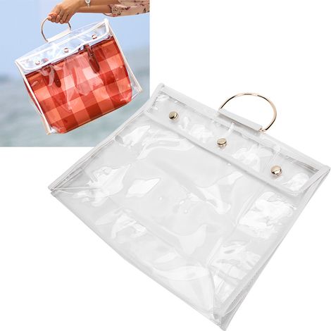Sac transparent anti-poussière pour ranger les sacs en cuir, housses de protection pour armoires et penderies, sacs de rangement suspendus, organisateur, style C (1/5)
