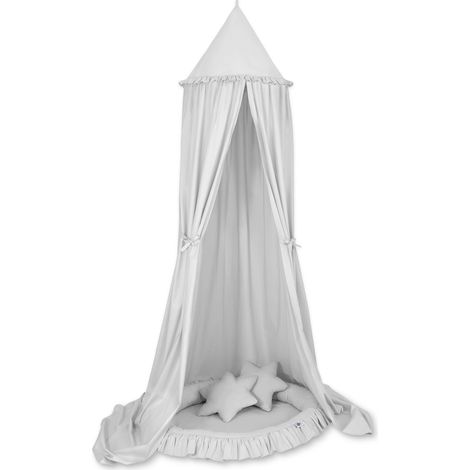 Conjunto: dosel colgante para habitación infantil, nido con volante, almohadas - gris (1/5)