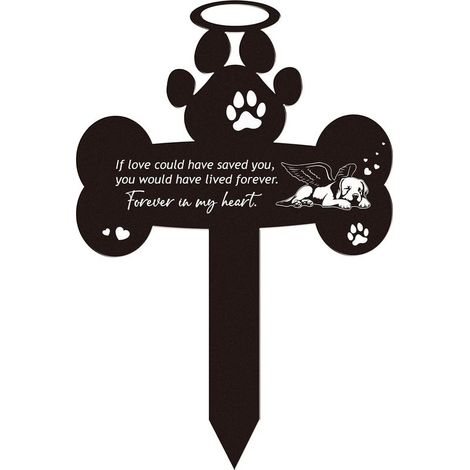 Pierre tombale pour chien - Décoration commémorative pour animaux de compagnie - Piquet métallique pour cimetière - Panneau funéraire extérieur (1/5)