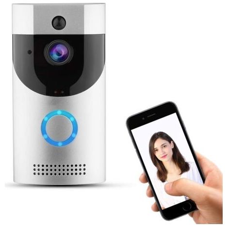 Drahtlose Türklingel-Gegensprechanlage, drahtlose Videokamera mit sichtbarer intelligenter Videotürklingel mit Infrarot-Nachtsicht/Notfallalarm/Mobiltelefonüberwachung (1/4)