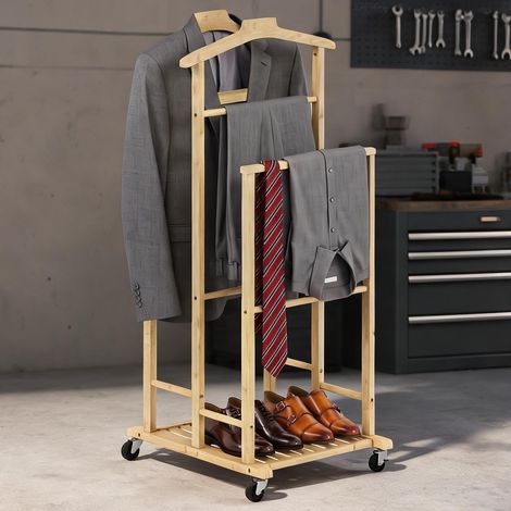 SunJet Porte-manteau, vestiaire sur pied, Portant bambou chêne - Réf. R3299QY3AIBO (1/5)