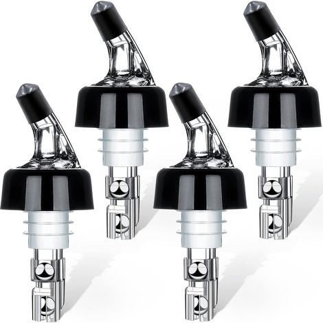 Ensemble de quatre flacons en acier inoxydable (30 ml) – bec verseur adapté au vin, aux cocktails et aux huiles de cuisson. (1/5)