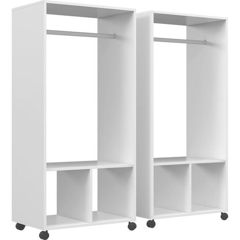 Lot de 2 portants à vêtements - HOMCOM - Bois - 60x40x128cm - Blanc (1/5)