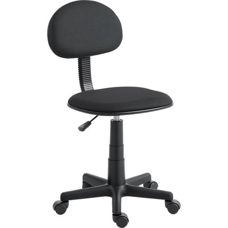 Chaise de bureau sans accoudoirs, réglable en hauteur, avec roulettes pivotantes à 360°, dossier bas, noire (1/5)