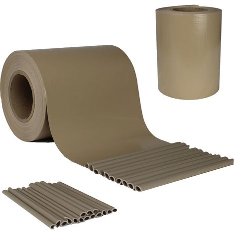 Frangivista Recinzione in PVC Tortora, Telo Oscurante per Balcone 19cm x 35m, Strisce Protezione della Privacy per Giardino Incluse 25 clip di fissaggio
