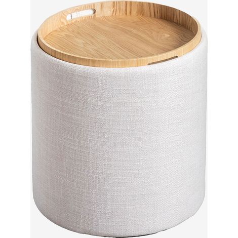 SKLUM Berkeleni runder gepolsterter Beistelltisch mit Tablett und Ablage, Ø40 cm
