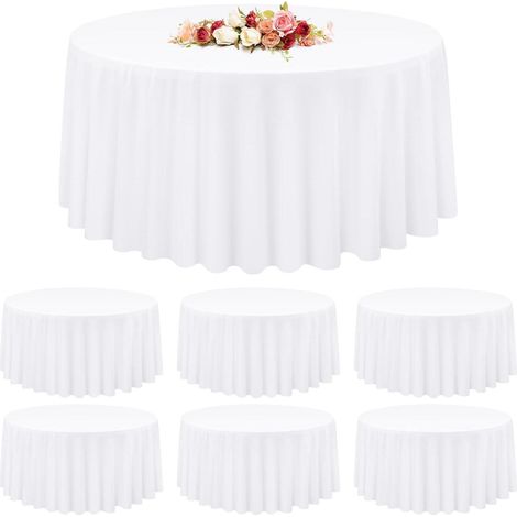 6er Pack Weiße Polyester Tischdecken 305 cm - Fleckenfrei, Knitterfrei, Waschbar (1/5)