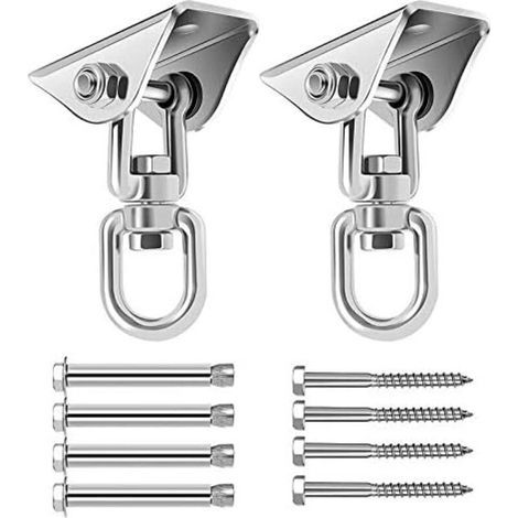 Robuste Schaukelhaken – Ideal für Decken, Sandsäcke, Verandaschaukeln, Hängematten u. v. m. – 2er-Pack – Silber (1/5)