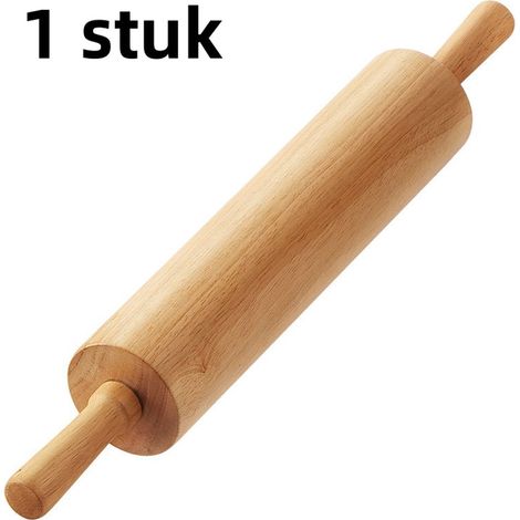Rouleau à pâtisserie en bois et caoutchouc blanc laiteux solide et antiadhésif outil de cuisine pour étaler pâte à pâtisserie biscuits et préparations maison (1/5)