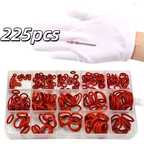 1 juego, Juego de juntas tóricas de caucho de silicona, Varios tamaños, juntas de sellado duraderas, Anillos antideslizantes, 202,4 mm, Rojo (1/5)