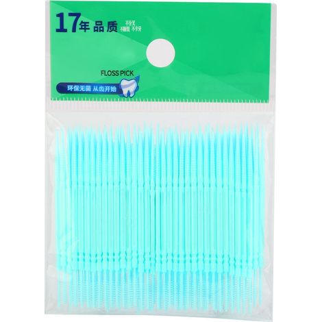 100 bâtonnets dentaires doubles face verts pour nettoyage interdentaire et soin buccal - cure-dents fil dentaire (1/5)