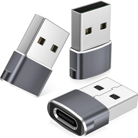 Adaptateur USB vers USB C pour iPhone 17 Pro Max 3 Pack,Type C Femelle USBA Mâle Convertisseur Chargeur pour Apple 17e 16 15 14 13,iWatch 8 9 S11 SE,AirPods Pro 3 2,iPad 10 Air 4 5 Mini 6 7 (1/5)