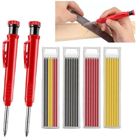 6 pieces，Carpenter Pencil Set for Construction with Gray, Yellow and Red Wire Pencil (1/4)