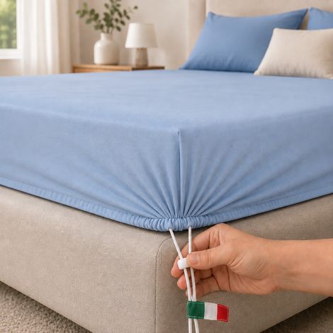 Drap-housse Simple Romesalo, Bonnet 27 cm, Lavable en Machine, Sèche-linge, bleu Bleuet (1/5)