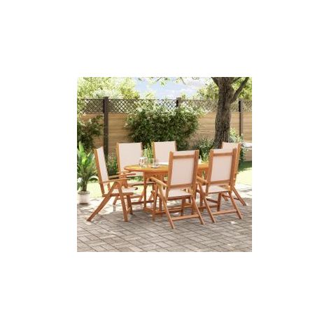 Ensemble à manger de jardin 7pcs bois d'acacia solide textilène (1/5)