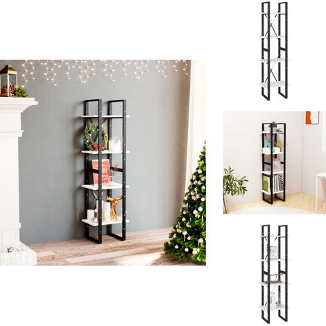 Bibliothèque à 4 niveaux blanc 40x30x140 cm bois de pin massif - Bibliothèque Industrielle - Bibliothèque Blanche - Étagère Bois Massif - Meuble Rangement - Bibliothéque Design (1/5)