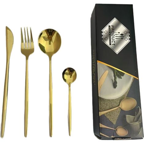 Ensemble de couverts de table 24 pièces en acier inoxydable avec couteaux, fourchettes et cuillères (1/5)