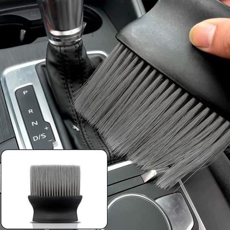 2pcs Brosse à poussière intérieure automatique, brosses de nettoyage de voiture, outil de dépoussiérage à poils doux , noir