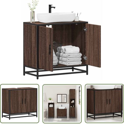 vidaXL Waschbeckenunterschrank Braun Eichen-Optik 65x33x60 cm (1/5)