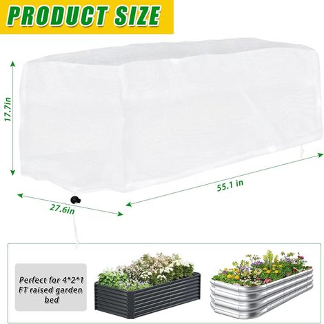 Housse de protection cordelette pour carré potager, voile anti-gel alu 71g, couverture isotherme plantes, Composition : 1pcs, Couleur : blanc (1/5)