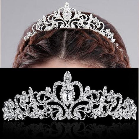 couronne De Cheveux De Diamant De Cristal (argent), Bandeau De Mariage De Fte De Marie De Boule De Marie, Couronne De Cheveux De Pan De Mariage De (1/5)