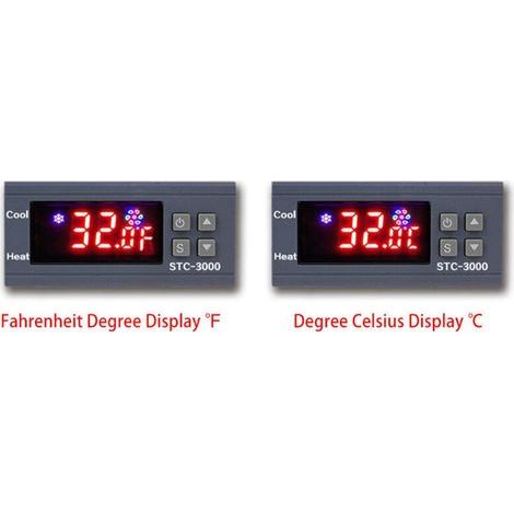 Digitaler Temperaturregler STC-3000, °C/°F-Anzeige, Heiz- und Kühlrelais, NTC-Sensor, Temperaturregler für Brutanlagen (1/4)