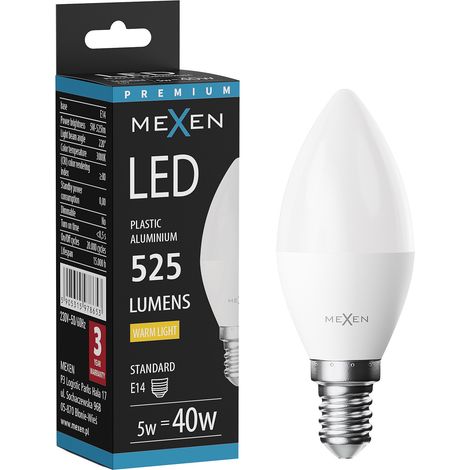 Mexen Nova Bombilla LED E14, C37, 5W, Cálida - 3000K, 525 lm - L102-E14-0530-01 (1/5)