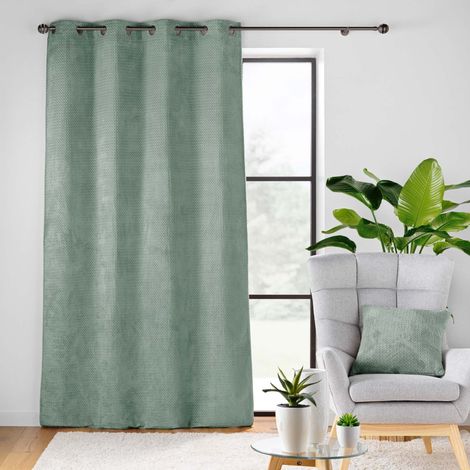 Rideau à Œillets 140 x 240 cm – Flanelle Relief Unie – Flanela Kaki (1/4)