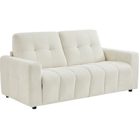 Canapé 3 places convertible express en tissu chenille beige - Couchage 140 cm ISISTIA (1/5)