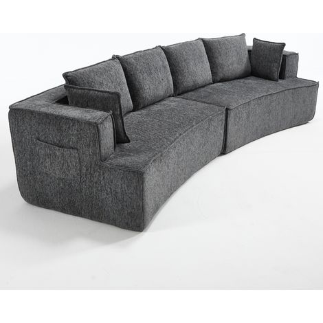 Sofá modular curvo sin reposabrazos de terciopelo gris oscuro MODENUIT (1/5)
