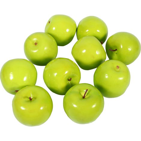 Lot de 10 pommes vertes artificielles, réalistes, pour la décoration de la cuisine et de la maison.