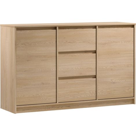AX LIVING Kommode mit Schubladen Mormanno K2T3S – 138cm, Eiche Cremona