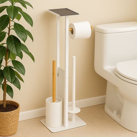 Toilettenpapierhalter mit ablage - metall bambus (1/5)