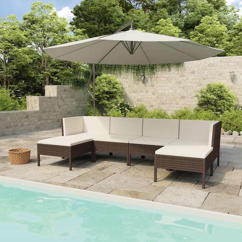 Salon de jardin 6 pcs Ensemble Table et Chaise de Jardin - avec coussins Résine tressée Marron BV138319 - BonneVie (1/5)